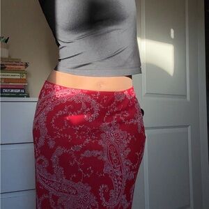 Red paisley flowy midi skirt
